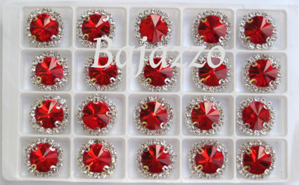Strass Rund rot eingefasst 12 mm